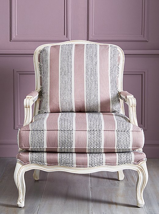 For our Augusta bergère, we pared down the ornamentation of a classic Louis XV chair, then paired the frame with a range of fresh upholstery colors and patterns.
